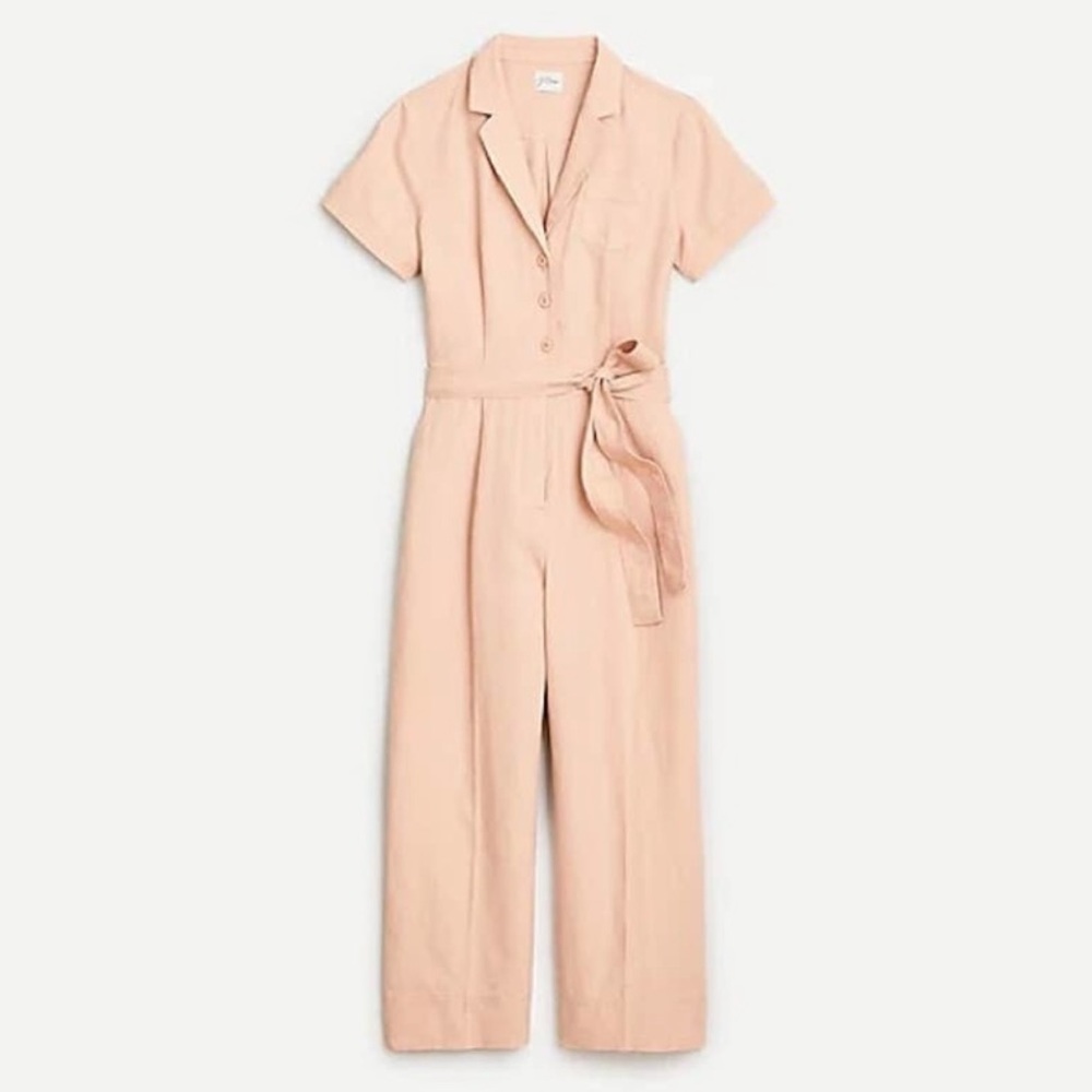 J. CREW warm clay linen-blend wide leg jumpsuit 2P
